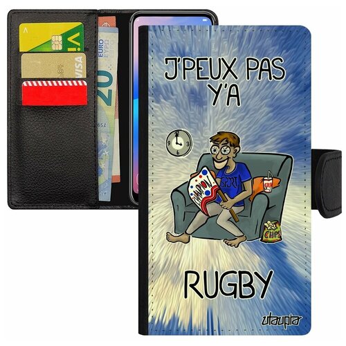 фото Чехол-книжка на мобильный iphone se 2020, "не могу - смотрю регби!" карикатура спорт utaupia