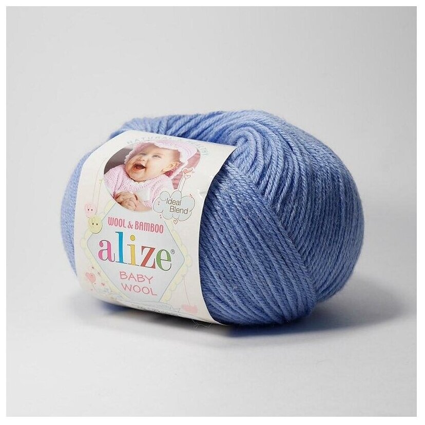 Пряжа Alize Baby Wool голубой (40), 40%шерсть/20%бамбук/40%акрил, 175м, 50г, 1шт