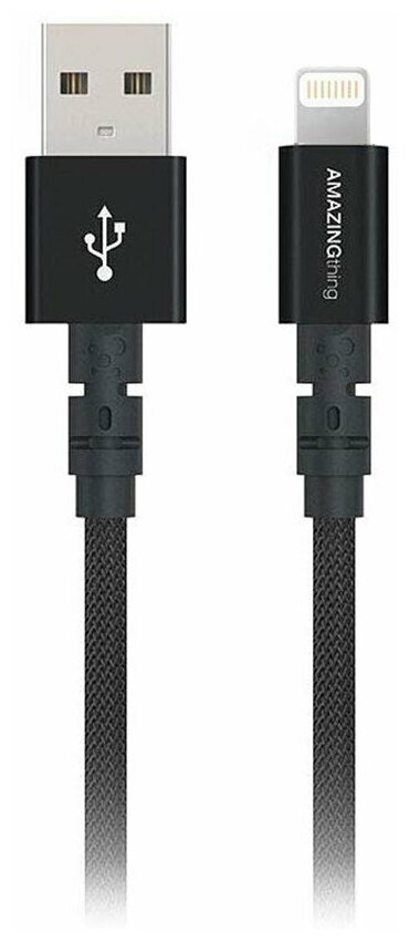 Кабель для Apple iPhone/iPad/iPod/AirPods lightning - USB Amazingthing/Быстрая зарядка/MFi Black 1.1 м 3.2A/шнур/для зарядки и передачи данных