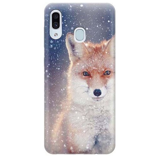 фото Ультратонкий силиконовый чехол-накладка для samsung galaxy a40 с принтом "лисица в снегопад" gosso