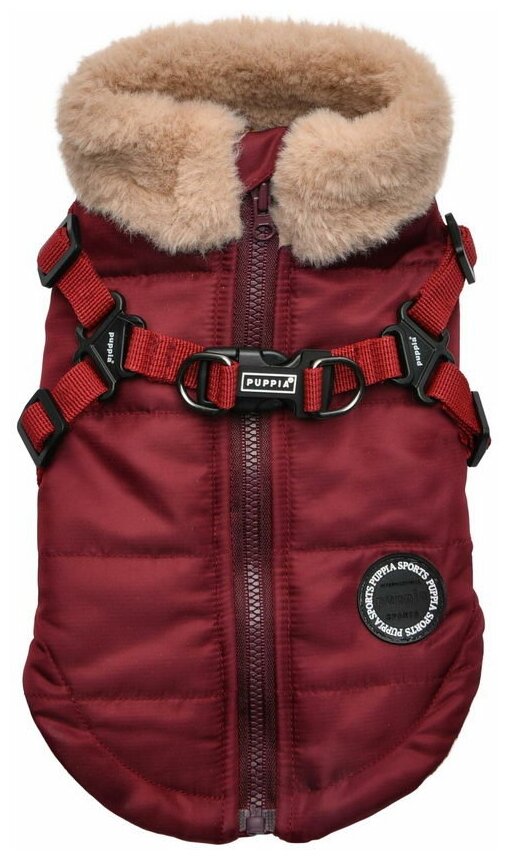 Куртка для собак PUPPIA со встроенной шлейкой "Donavan", красная, L (Южная Корея)