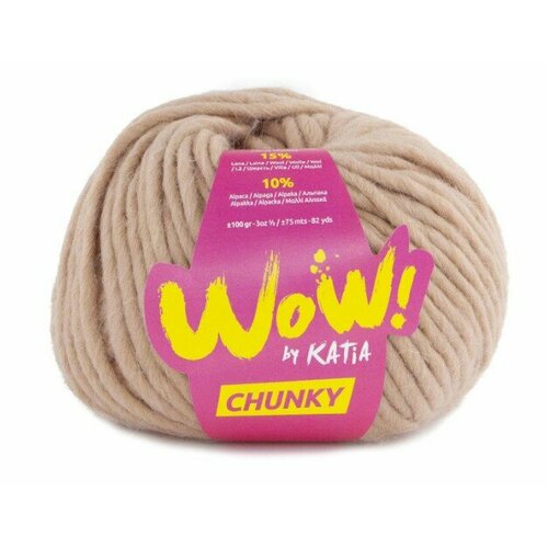 Пряжа Katia Wow-Chunky, 59 бежевый пряжа katia wow chunky 65 фуксия