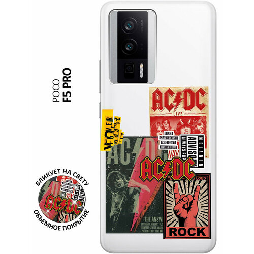 Силиконовый чехол с принтом AC/DC Stickers для Poco F5 Pro / Поко Ф5 Про силиконовый чехол с принтом ac dc stickers для poco f5 поко ф5