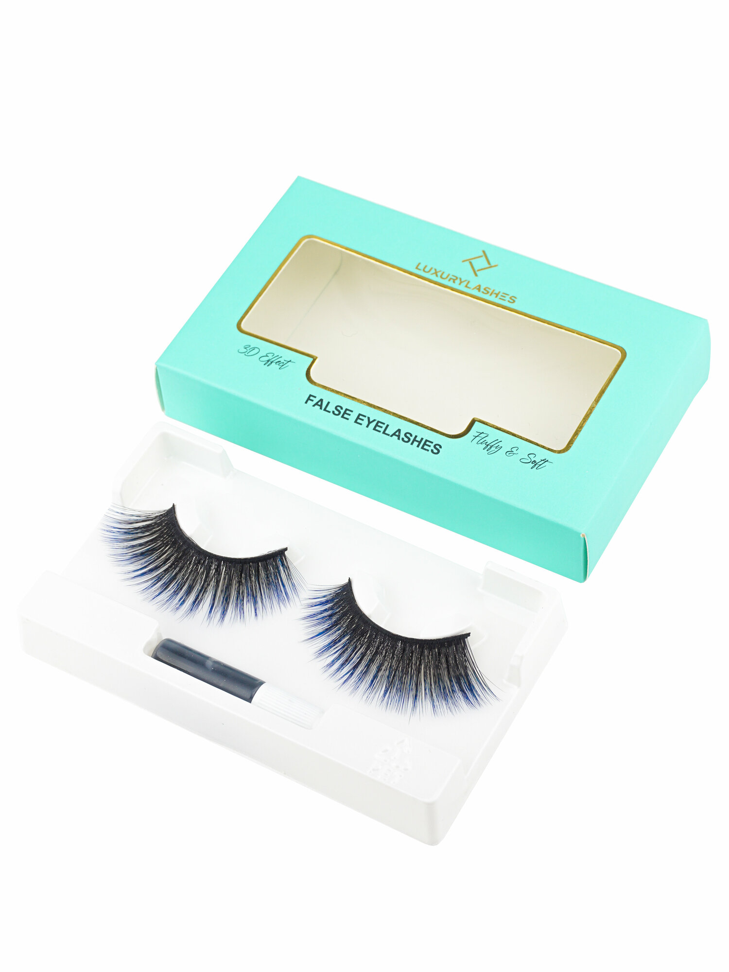 Luxury Lashes Накладные ресницы омбре синие с клеем