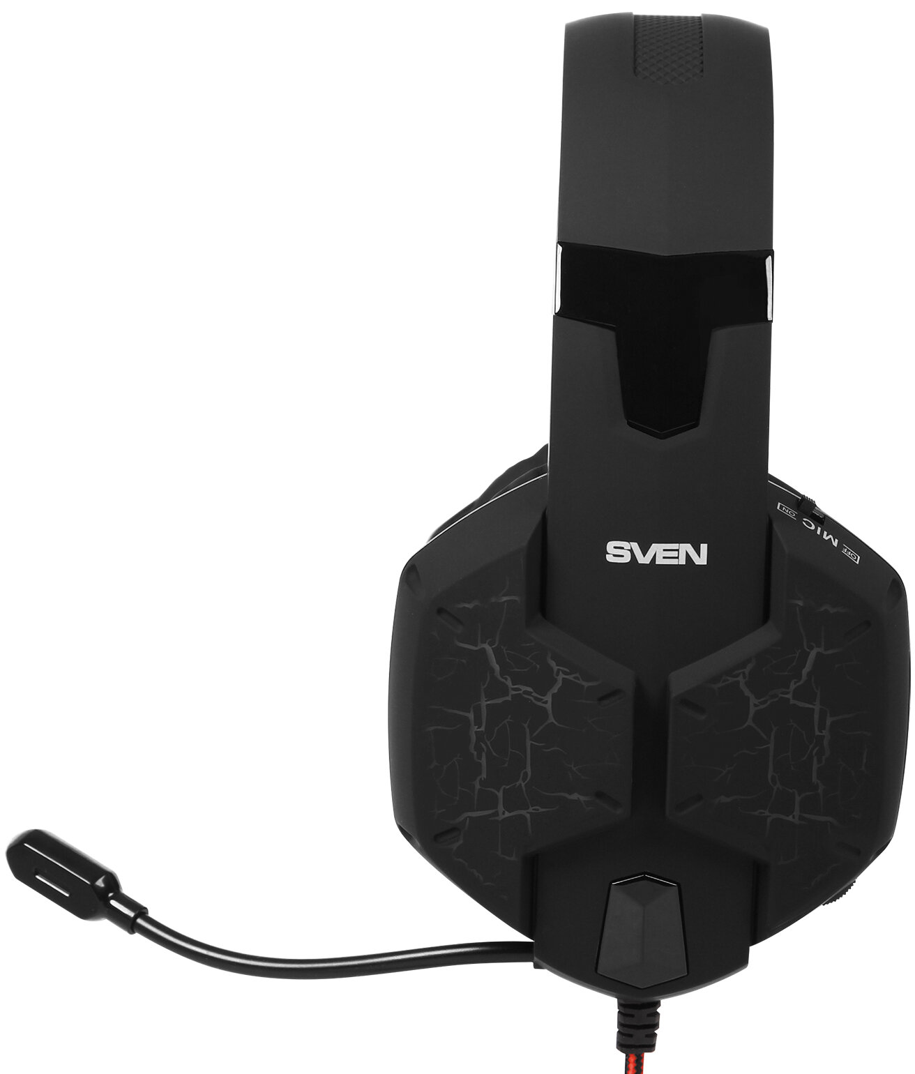 Игровые наушники с микрофоном SVEN AP-U988MV, черный-красный (USB, LED, 7.1) — фото 1