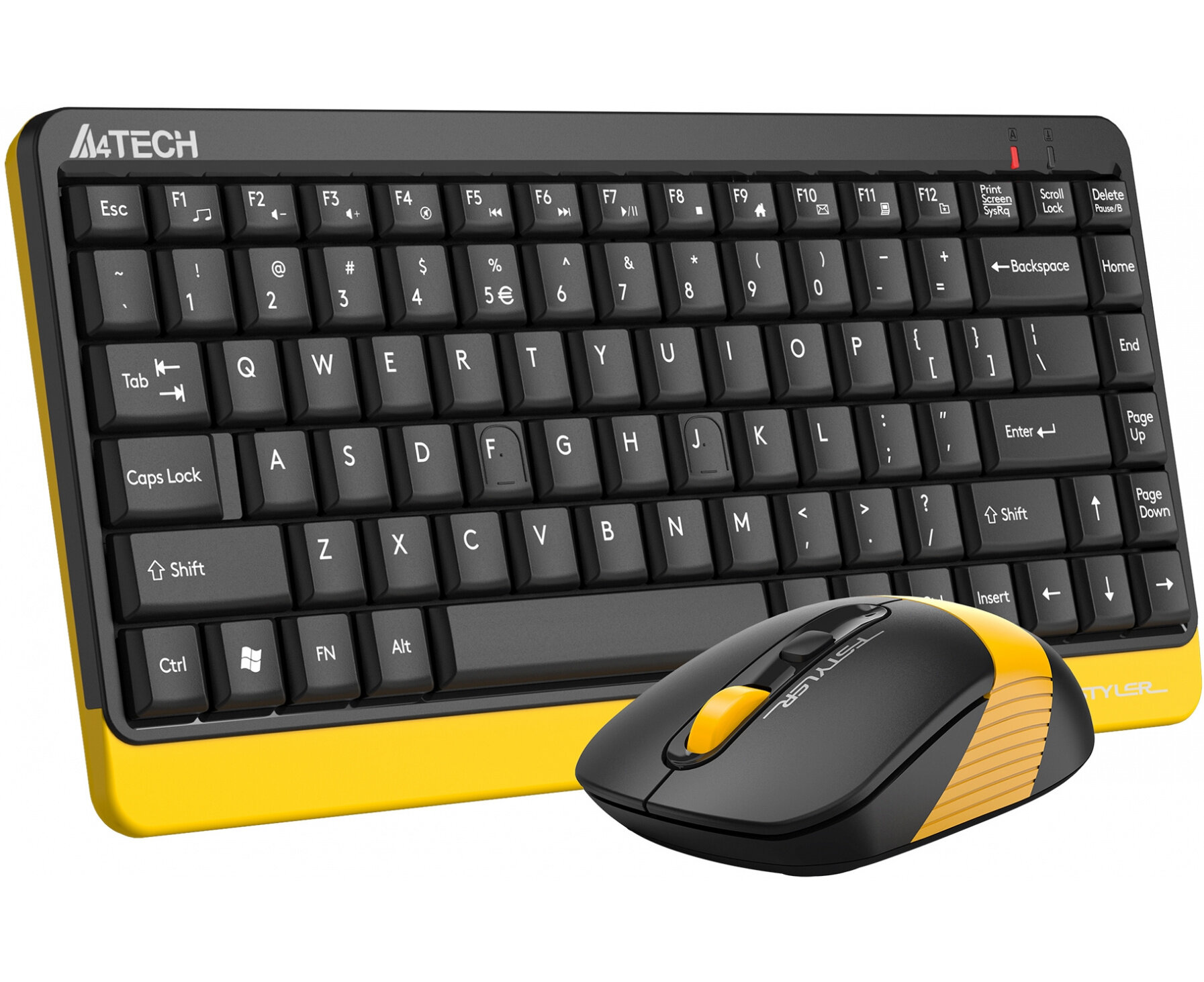 Клавиатура и мышь беспроводные A4Tech Fstyler FG1110, черный/желтый, USB, радио, Multimedia — фото 1