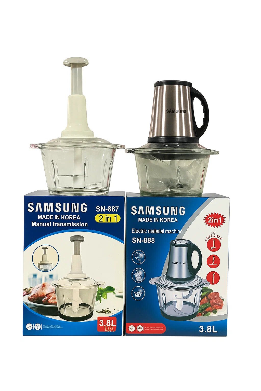 Измельчитель чоппер SAMSUNG Food Chopper SN-888, 4800 Вт, 3.8 л, Серебряный