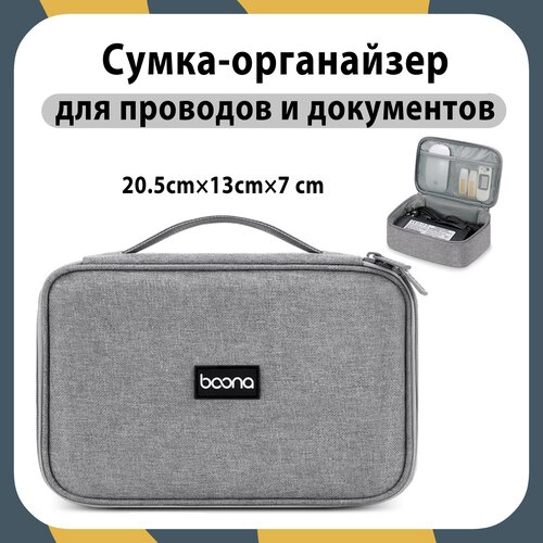 Органайзер для проводов и зарядок / Органайзер дорожный BAONA 20.5см x 13см x 7см