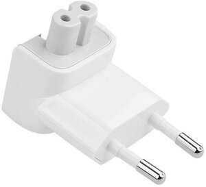 Адаптер-переходник Europlug (Евровилка) для блоков питания Apple MacBook/iPad/iPhone/Mac, белый