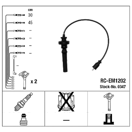 NGK RC-EM1202 к-кт проводов\ Mitsubishi (Мицубиси) Lancer (Лансер) / Colt (Кольт) / Space star (Спейс стар) 1.3 / 1.6 98