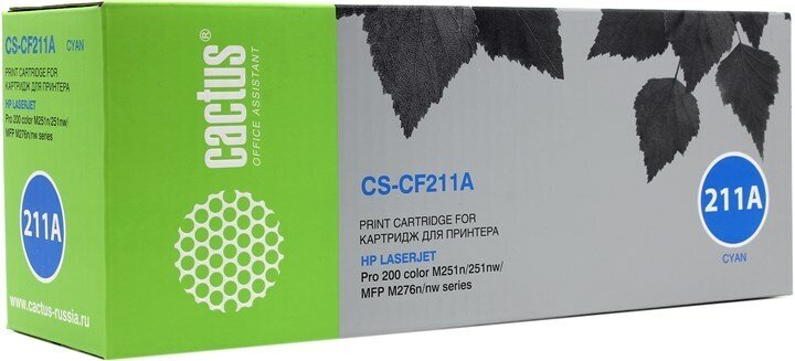 Картридж Cactus CS-CF211A, голубой, 1800 страниц, совместимый для LaserJet Pro 200 color MFP M276n / MFP M276nw / M251n / M251nw