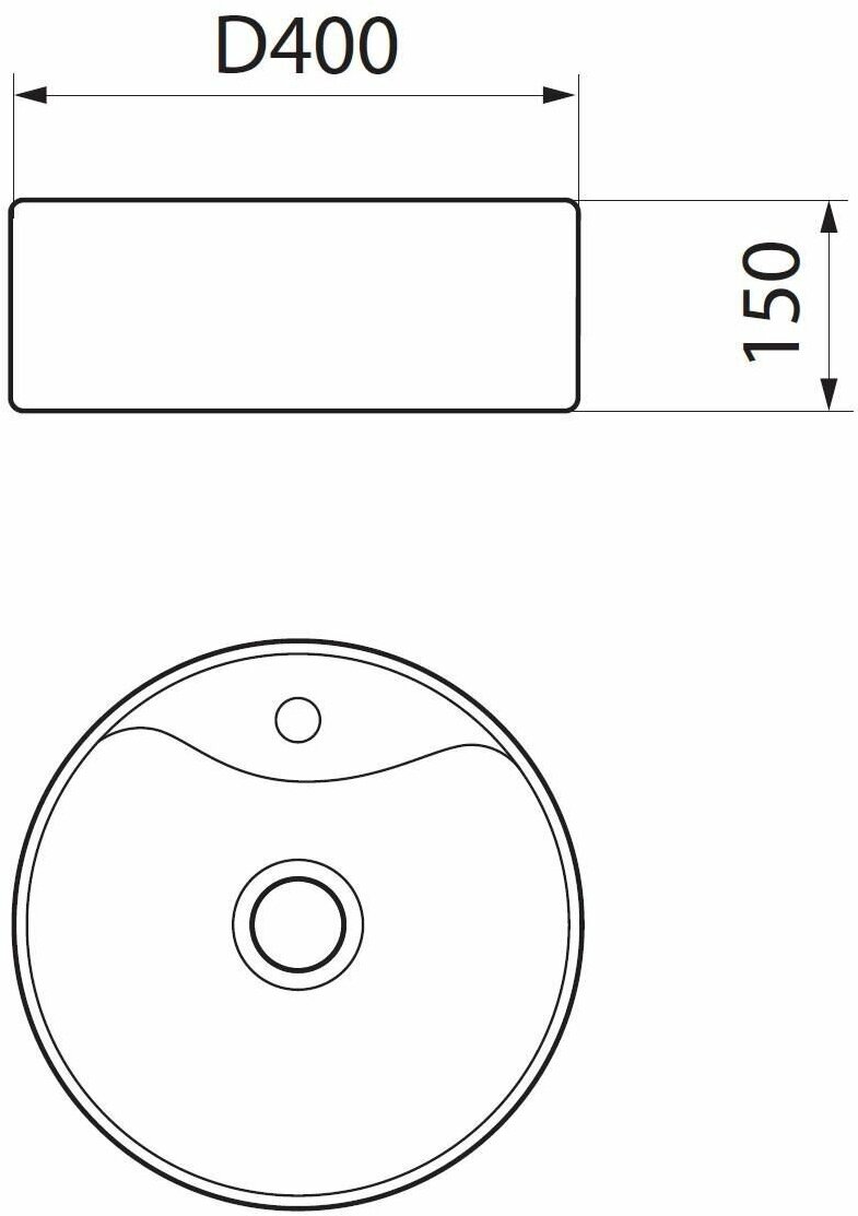 Раковина круглая накладная BAU Element D40, с отверстием под смеситель, белая - фотография № 7