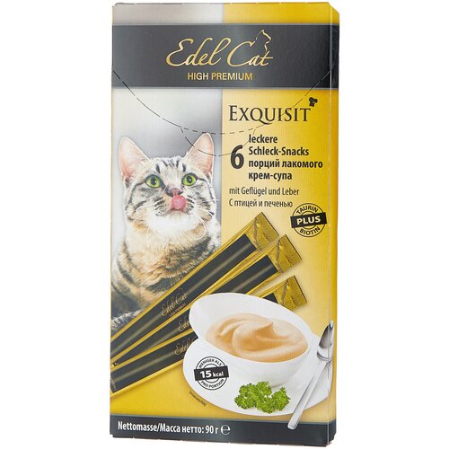 Лакомство для кошек Edel Cat Крем-суп с птицей и печенью (0.09 кг), 6 шт.