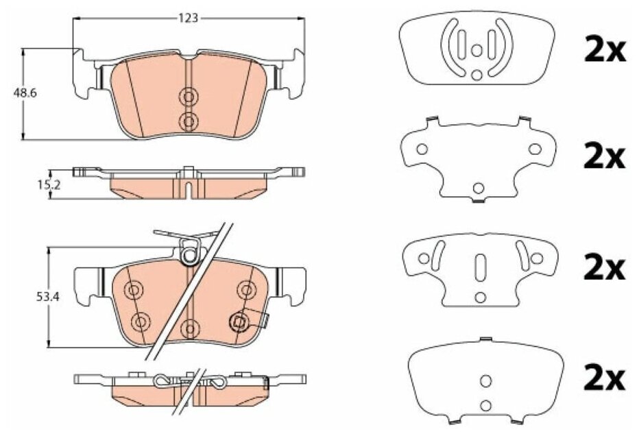 Колодки Зад. ford Mondeo, Galaxy, S-Max 14=> TRW арт. TRW^GDB2115