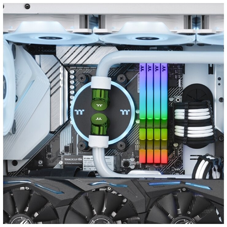 Угловой адаптер для процессора Thermaltake Pacific G1/4 90 Degree Adapter, green - фотография № 3