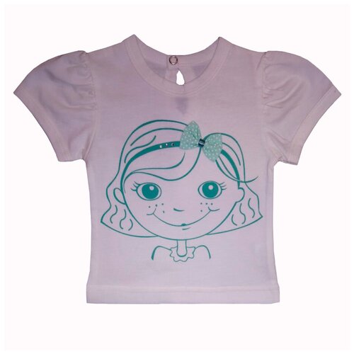 фото Блуза для девочек, хлопок, на кнопках, короткий рукав, размер 68-40, экрю нет бренда