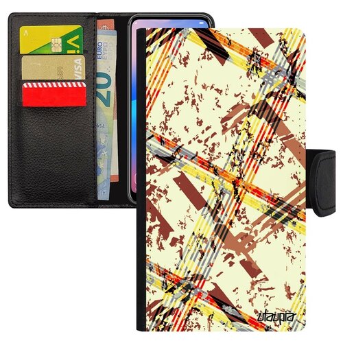 фото Чехол книжка на смартфон iphone xs, "тартан плитка" диагональ полосы utaupia