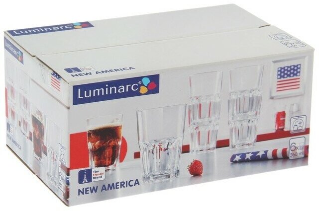 Luminarc Набор высоких стеклянных стаканов New America, 350 мл, 6 шт