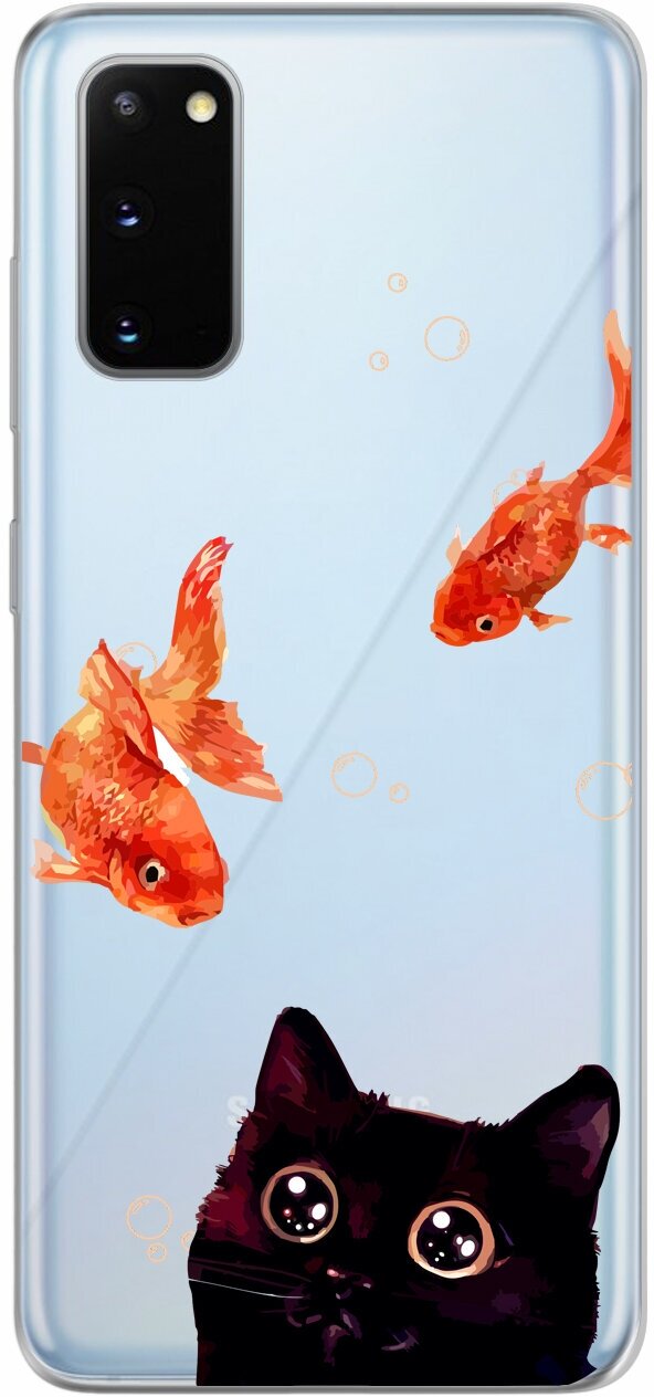 Силиконовый чехол Mcover для Samsung Galaxy S20 с рисунком Кот и рыбки