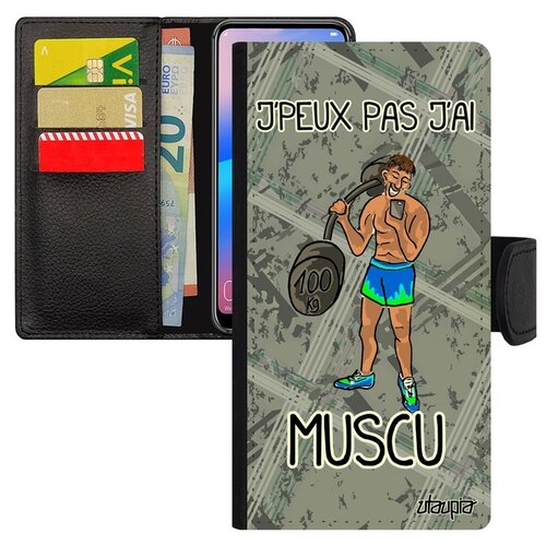 фото Чехол книжка на мобильный p20 lite, "не могу - у меня бодибилдинг!" кроссфит комикс utaupia