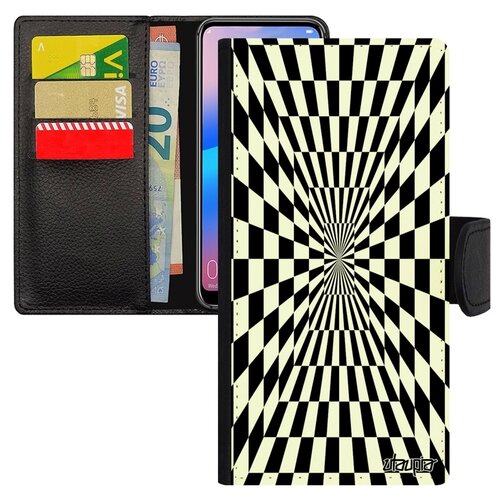 фото Чехол-книжка на смартфон galaxy a50, "иллюзия шахмат" двухцветный движение utaupia