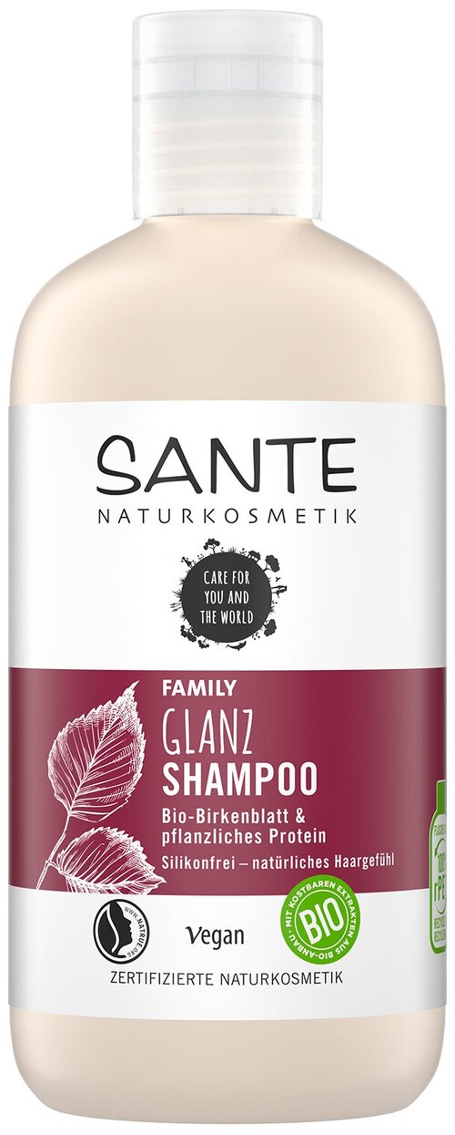 Шампунь с био-берёзой и растительными протеинами, для блеска волос Sante 250 мл