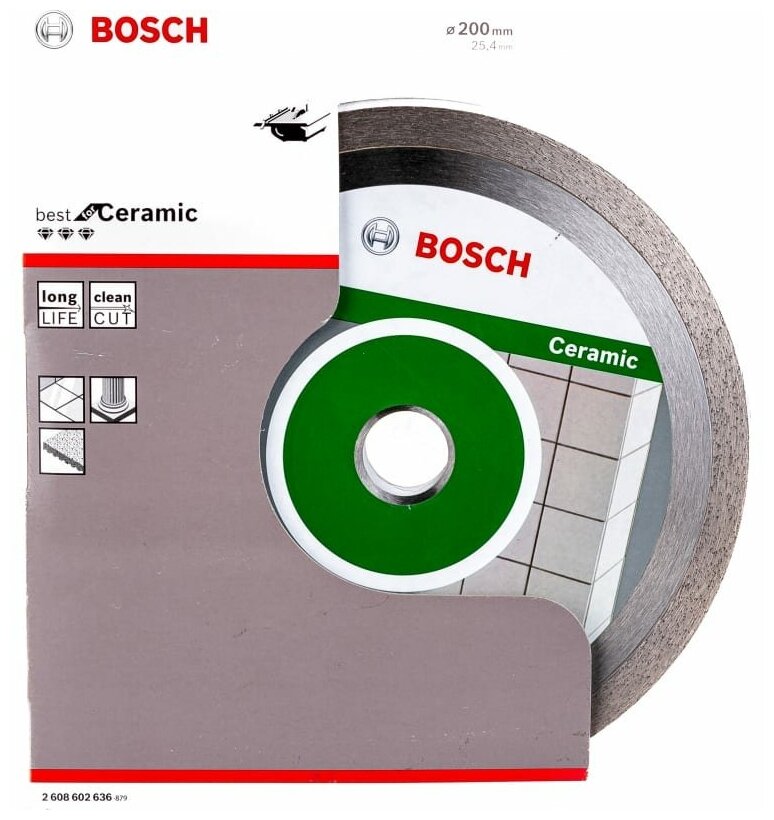 Диск алмазный отрезной BOSCH Best for Ceramic 2608602636, 200 мм, 1 шт.