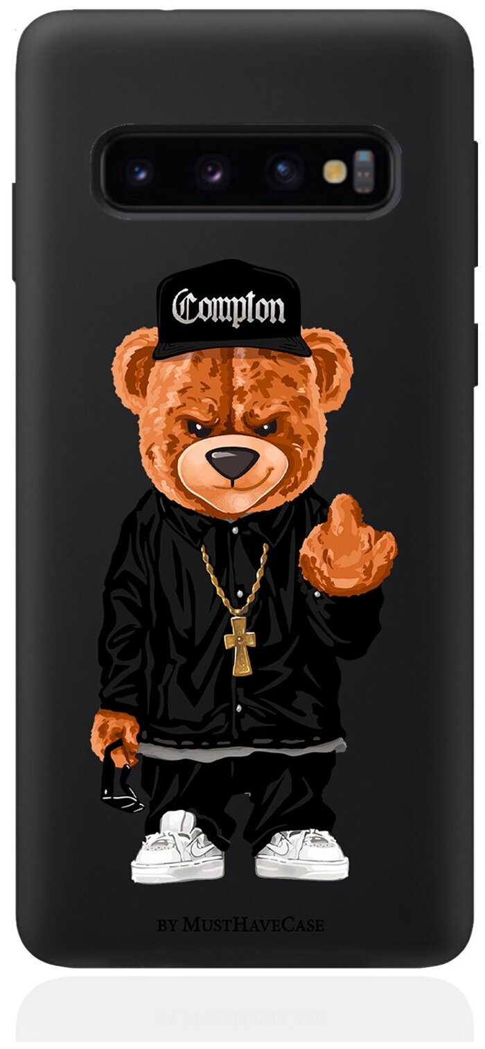 Черный силиконовый чехол для Samsung Galaxy S10 Мишка Compton для Самсунг Галакси С10