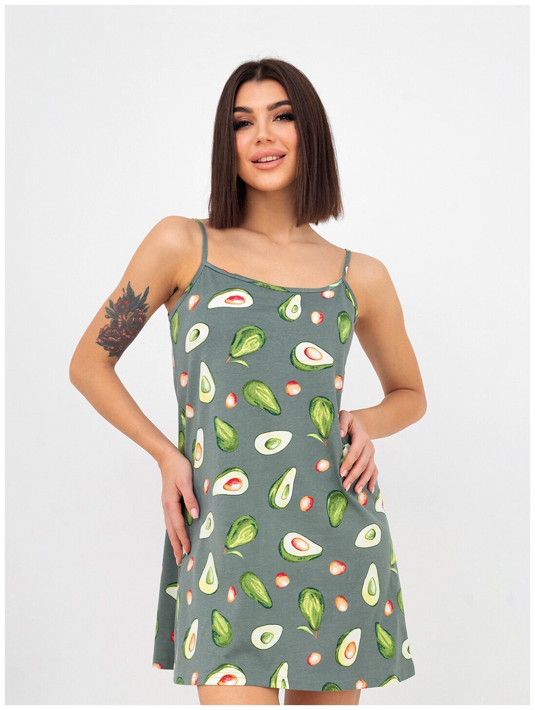 Сорочка женская HappyFox, HF3000MSP размер 44, цвет авокадо.св.зеленый - фотография № 1