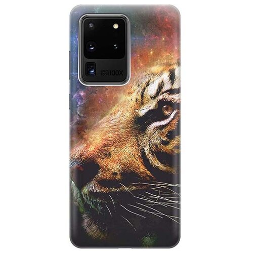 фото Ультратонкий силиконовый чехол-накладка для samsung galaxy s20 ultra с принтом "космический тигр" gosso