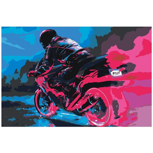 Мотоцикл флуоресцентный Раскраска картина по номерам на холсте