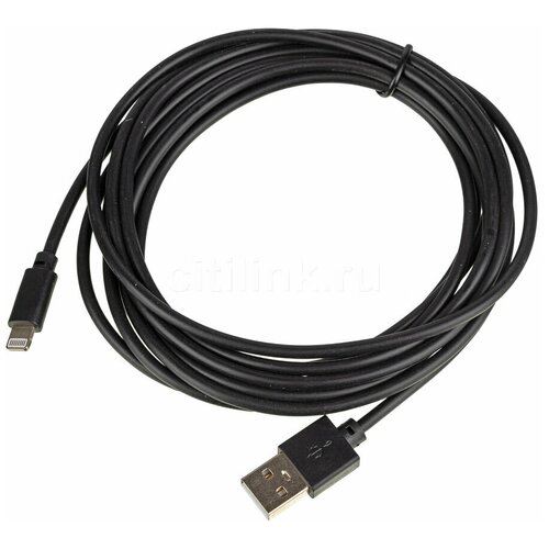 Кабель Lightning (m) - USB (m), 3м, 2.4A, черный кабель usb m lightning m 3м черный