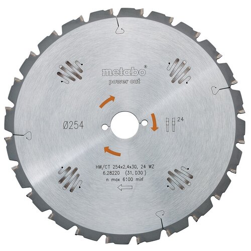 Пильный диск METABO 250X2,8/2,0X30 Z=24WZ,TS/PKU/PKF/MULT (628012000)