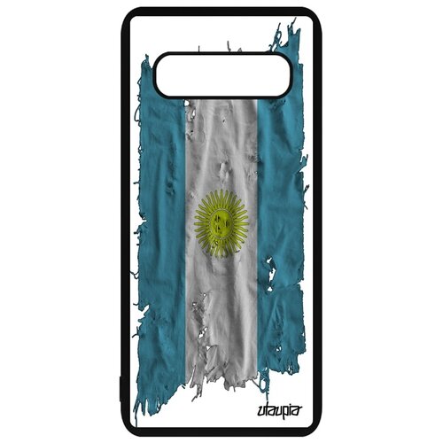 фото Чехол для телефонов samsung galaxy s10 plus, "флаг аргентины на ткани" патриот utaupia