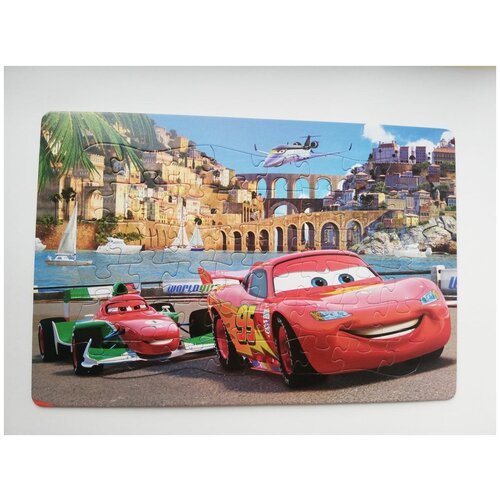 Пазл в рамке для малышей 48 деталей 26*38 см + раскраска Disney Тачки