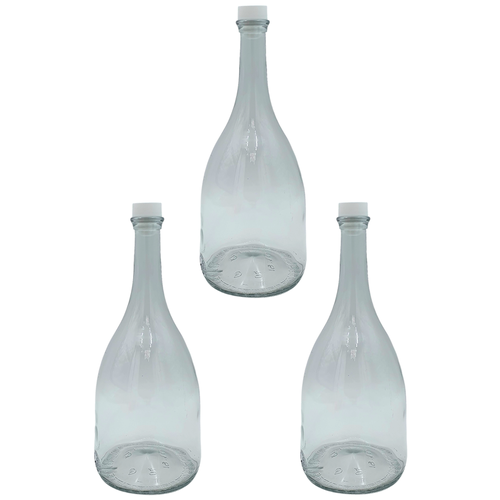 Бутылка стеклянная (3шт) 0,7 литра с белой пробкой Bottiglia Country Home Campana 700мл, набор 3шт