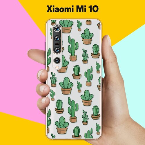 Силиконовый чехол Кактусы на Xiaomi Mi 10 силиконовый чехол пончики на xiaomi mi 10