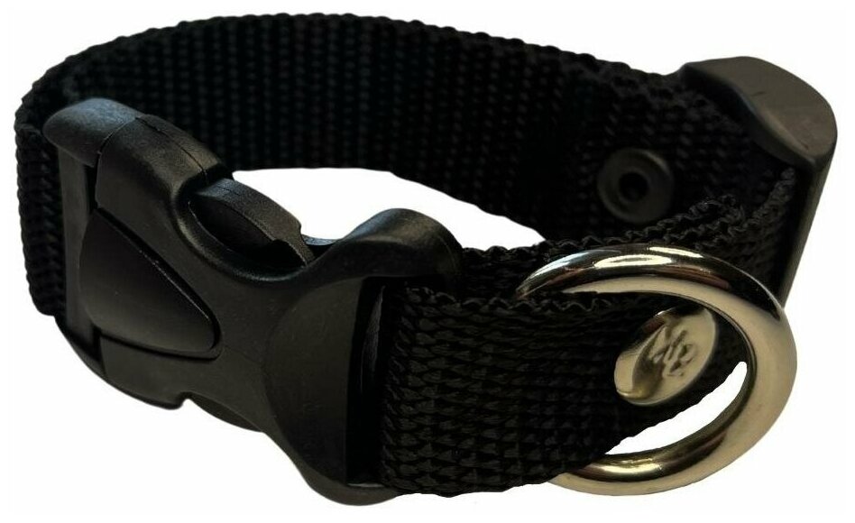 фото Ошейник для собак малых пород (M) нейлоновый регулируемый ширина 25 мм обхват шеи макс 40, мин 25 черный (до 15 кг)