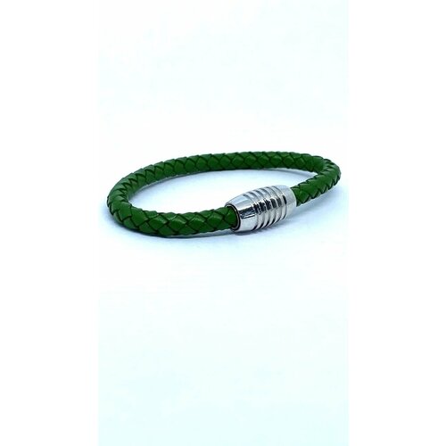 агат оранжевый зеленый 6мм браслет классика 6мм Плетеный браслет, кожа, размер 20 см, зеленый