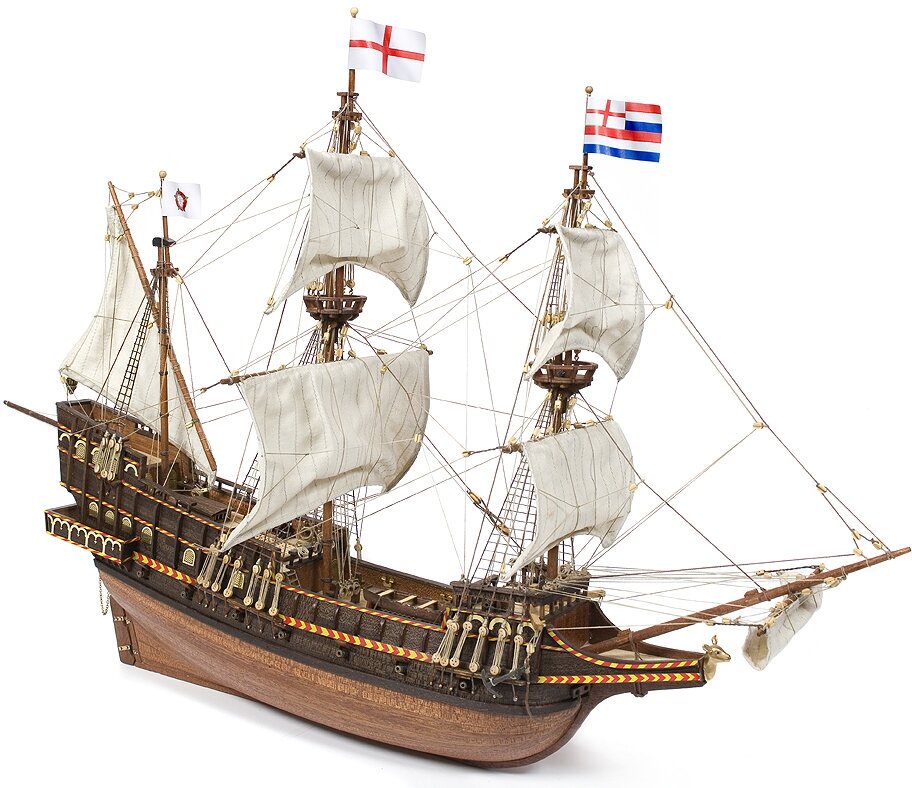Сборная модель корабля для начинающих от OcCre (Испания), пиратский галеон Golden Hind, 645х230х450 мм, М.1:85