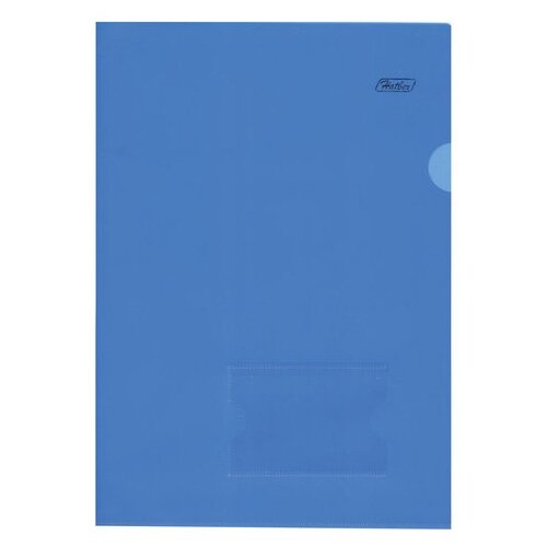 Купить Папка-уголок с карманом для визитки, А4, синяя, 0, 18 мм, AGкм4 00102, V246955, Hatber