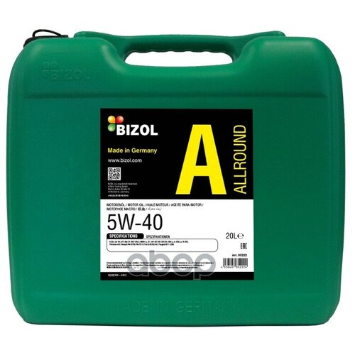 BIZOL Масло Моторное 5w40 Bizol 20л Нс-Синтетика Allround Acea A3/B4 Api Sn/Cf