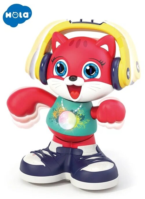 Развивающая игрушка Hola Танцующий кот, красный/синий