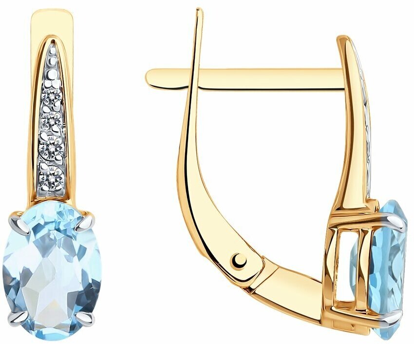 Серьги Diamant из золота с топазами и фианитами 51-320-01933-5 