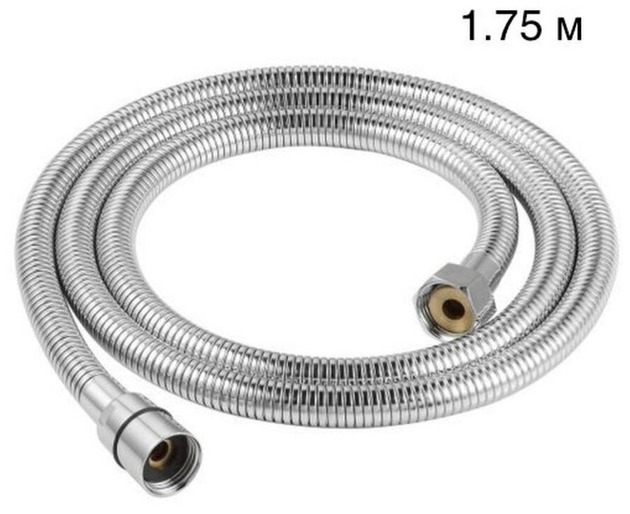 фото Ganzer шланг для душа Strong 1.75м, в мет. оплетке, растягивающийся, защита от пререкручивания, хром