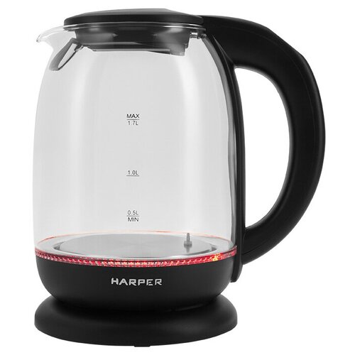 Электрочайник HARPER HWK-GD04, черный/прозрачное стекло чайник электрический harper hwk gd04
