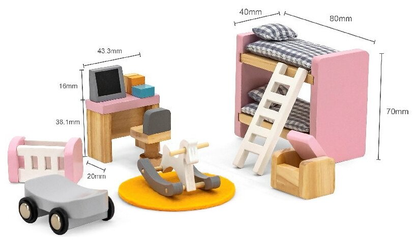 Мебель игрушечная "Детская комната" в коробке