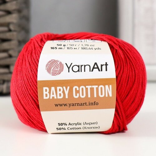 Пряжа YarnArt Baby cotton 50% акрил, 50% хлопок 165 м, 1 шт, 50 г, 427 вишня (9554793)