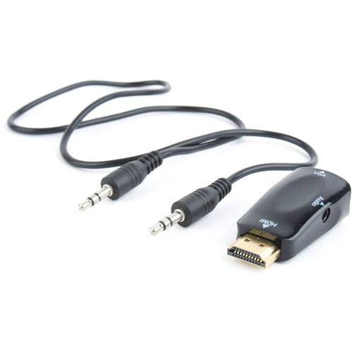 Переходник/адаптер Cablexpert HDMI - VGA / mini jack 3.5 mm (A-HDMI-VGA-02), черный
