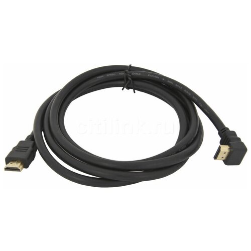 Кабель аудио-видео HDMI (m) - HDMI (m) (Г-образный), ver 1.3, 2м, черный кабель аудио видео hdmi m hdmi m г образный ver 1 3 2м черный